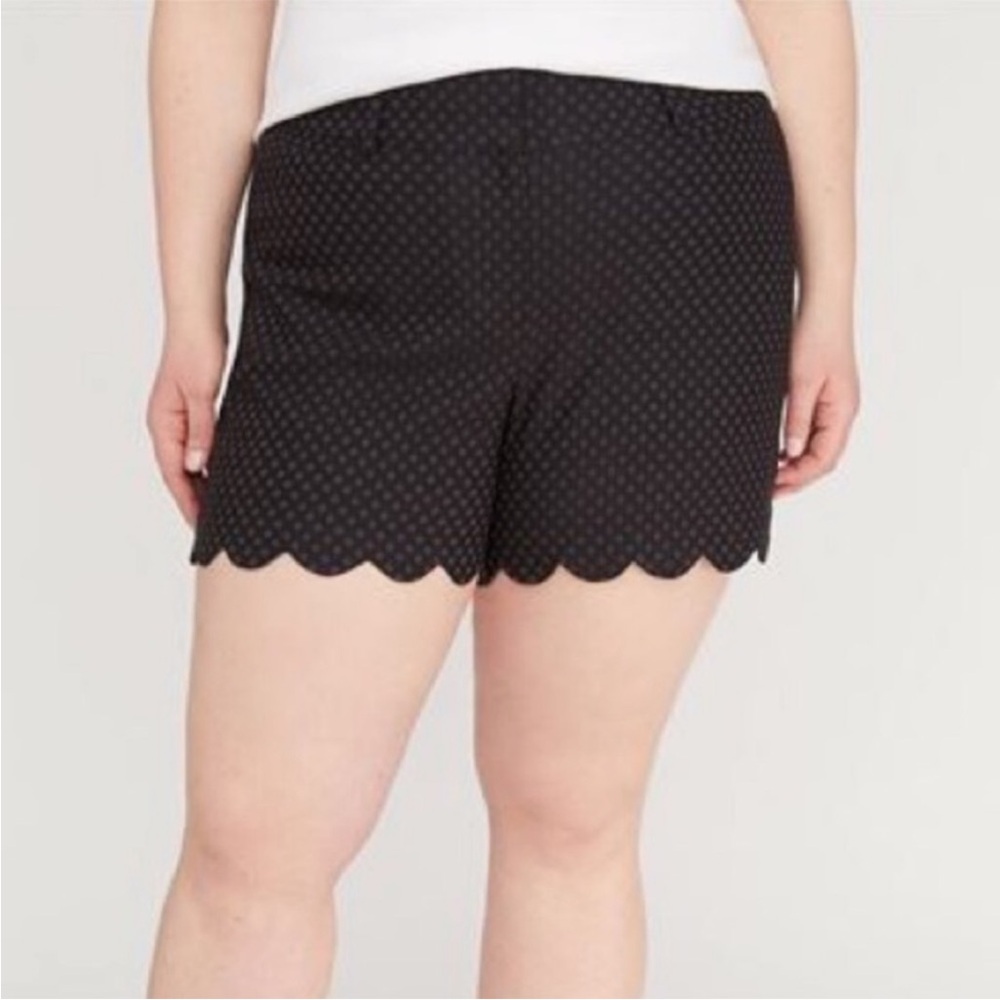 Lane Bryant Scallop Hem Polka Dot Women's Shorts - Black